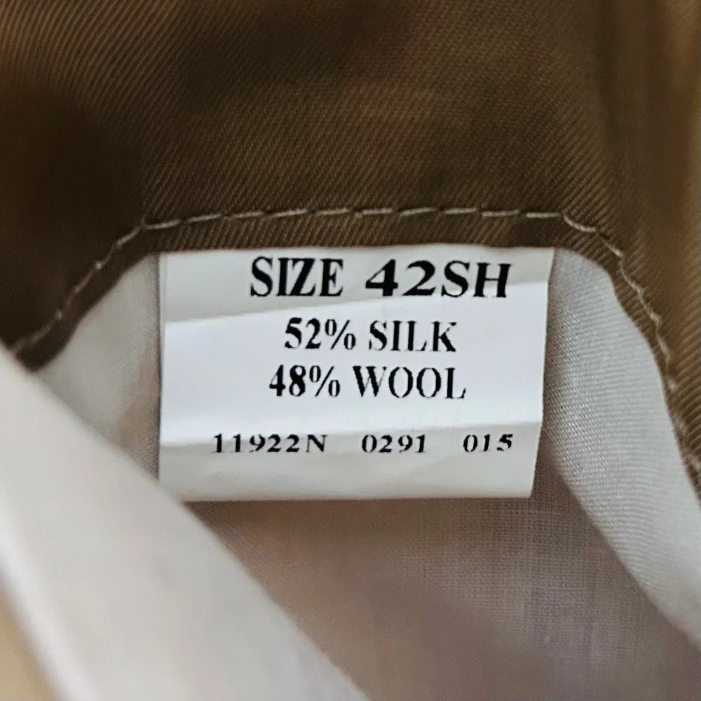 Jos. A. Bank 42S Sport Coat Silk Wool Beige Glen Plaid Two Button Lined Vented